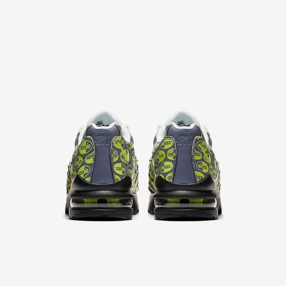 Nike Air Max 95 SE GS Boys Kids Logos Grey Volt Neon 6 922173-004 Black Sneaker - Picture 2 of 10